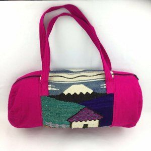 Blanket Duffel Duffle Bag Pink 21x9 Vintage